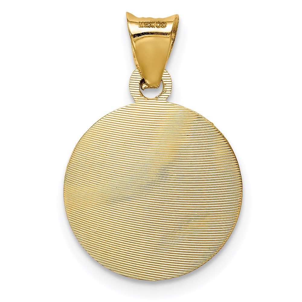 14K w/Rhodium Polished D/C Of Guadalupe Circle Pendant