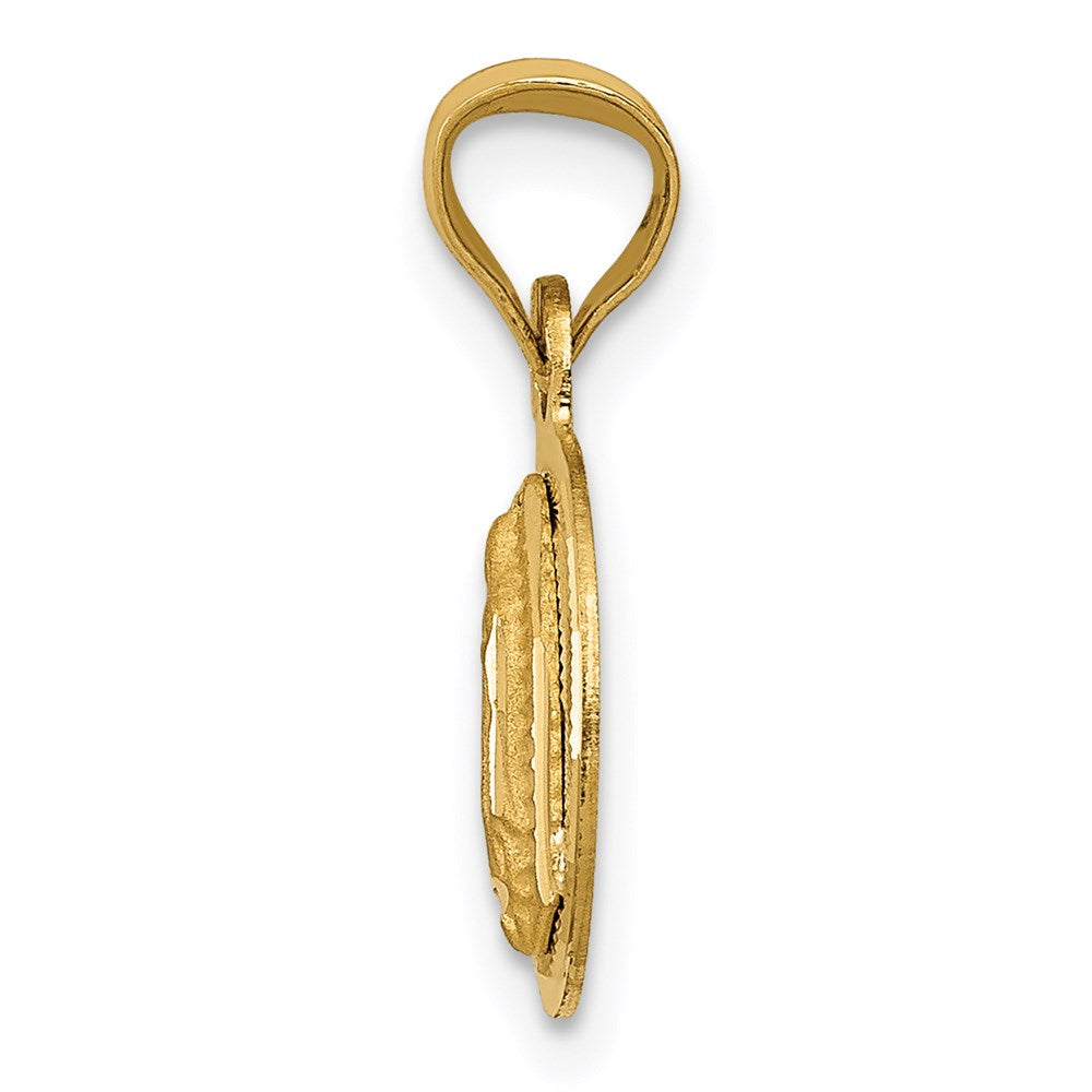14K Polished D/C Of Guadalupe Circle Pendant