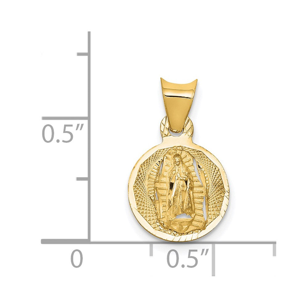 14K Polished D/C Of Guadalupe Circle Pendant