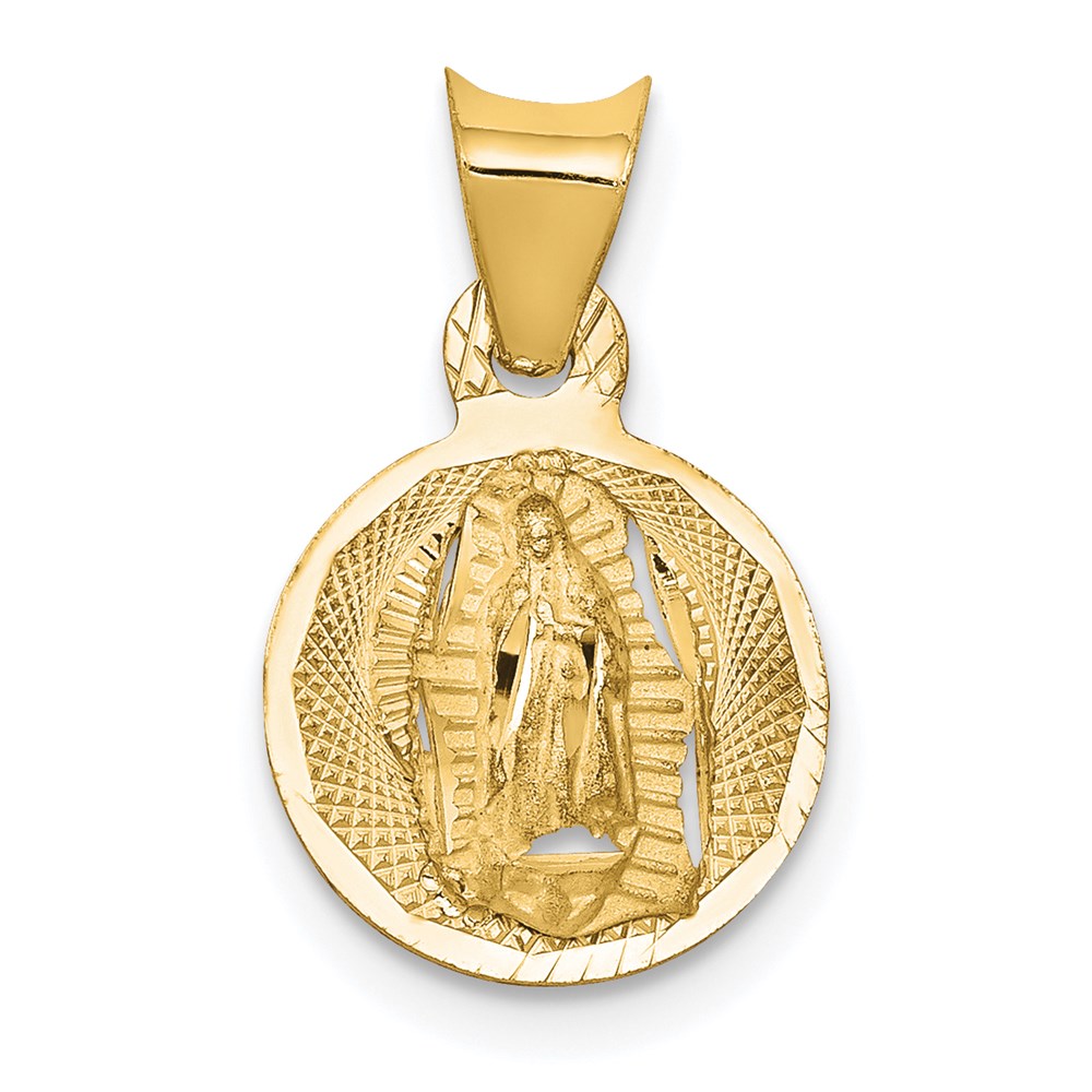 14K Polished D/C Of Guadalupe Circle Pendant
