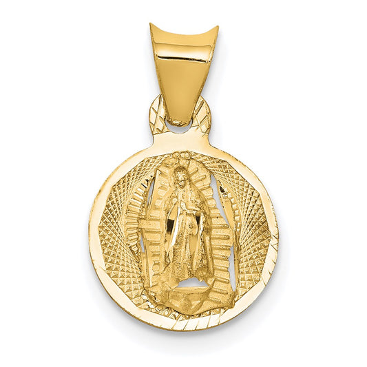 14K Polished D/C Of Guadalupe Circle Pendant