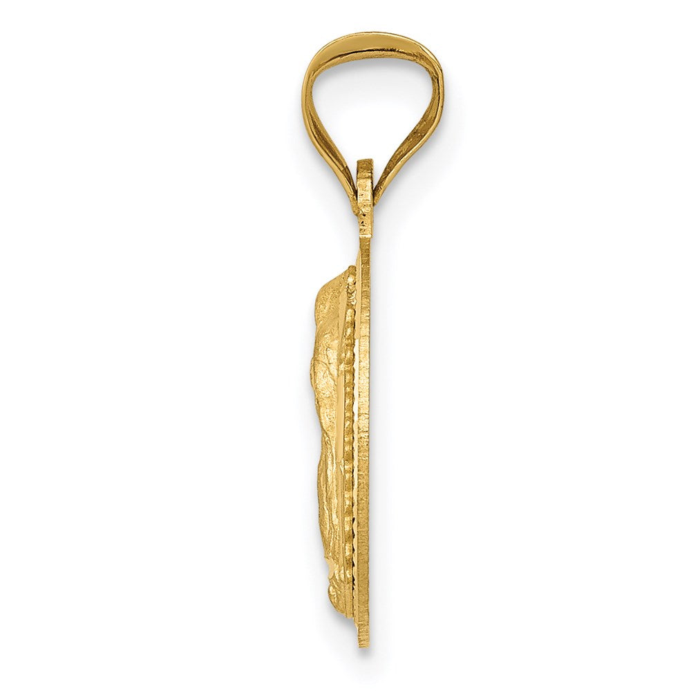 14K Polished D/C Of Guadalupe Circle Pendant