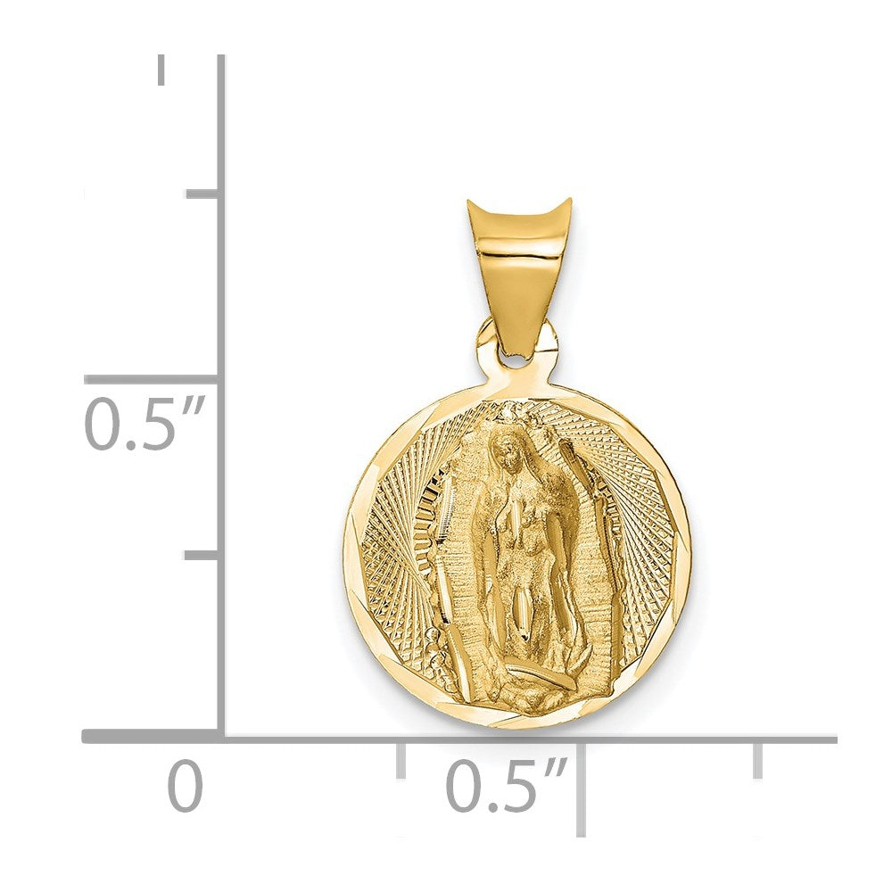 14K Polished D/C Of Guadalupe Circle Pendant