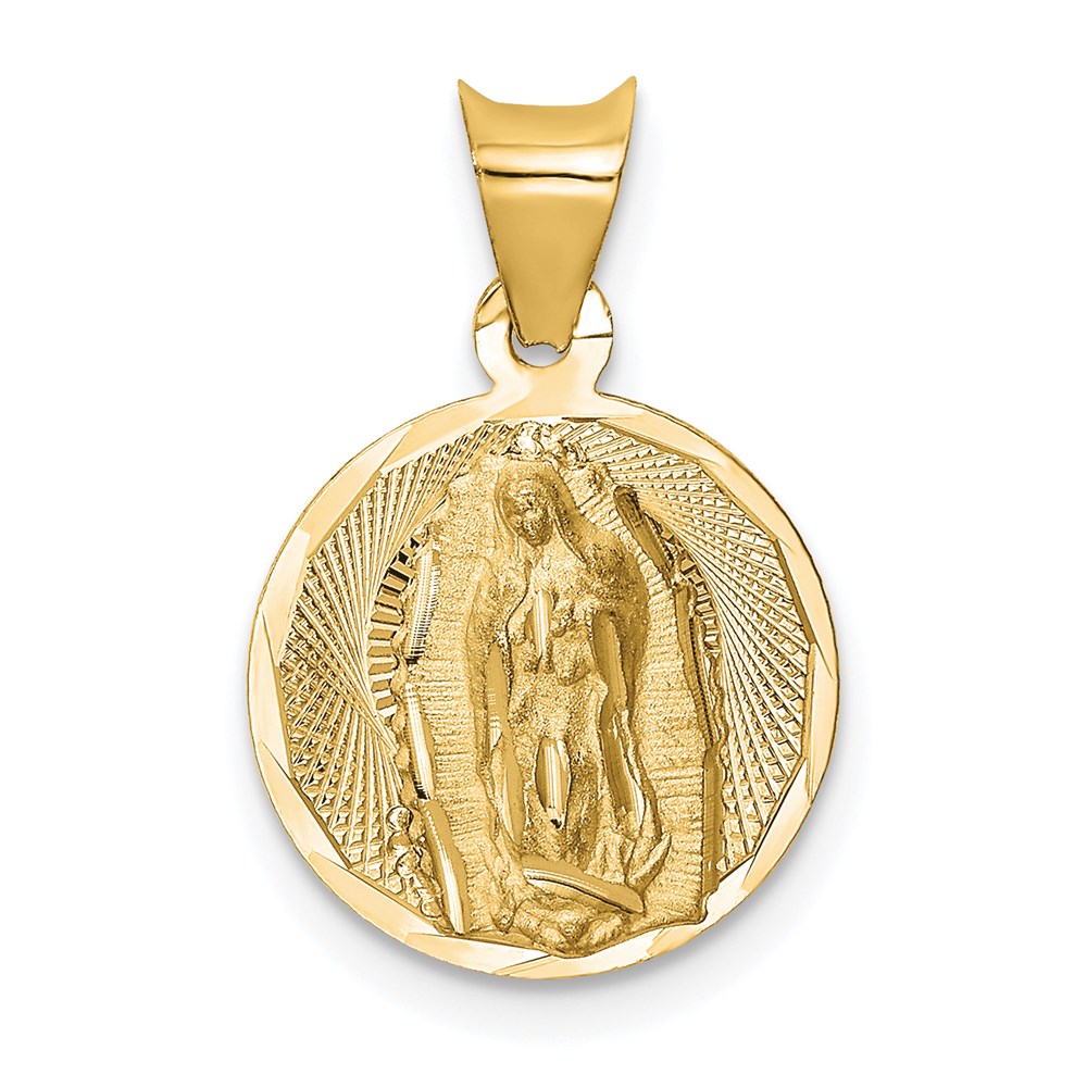 14K Polished D/C Of Guadalupe Circle Pendant