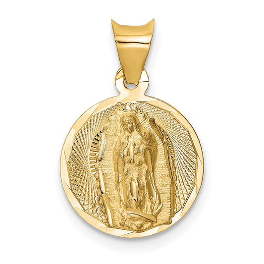 14K Polished D/C Of Guadalupe Circle Pendant