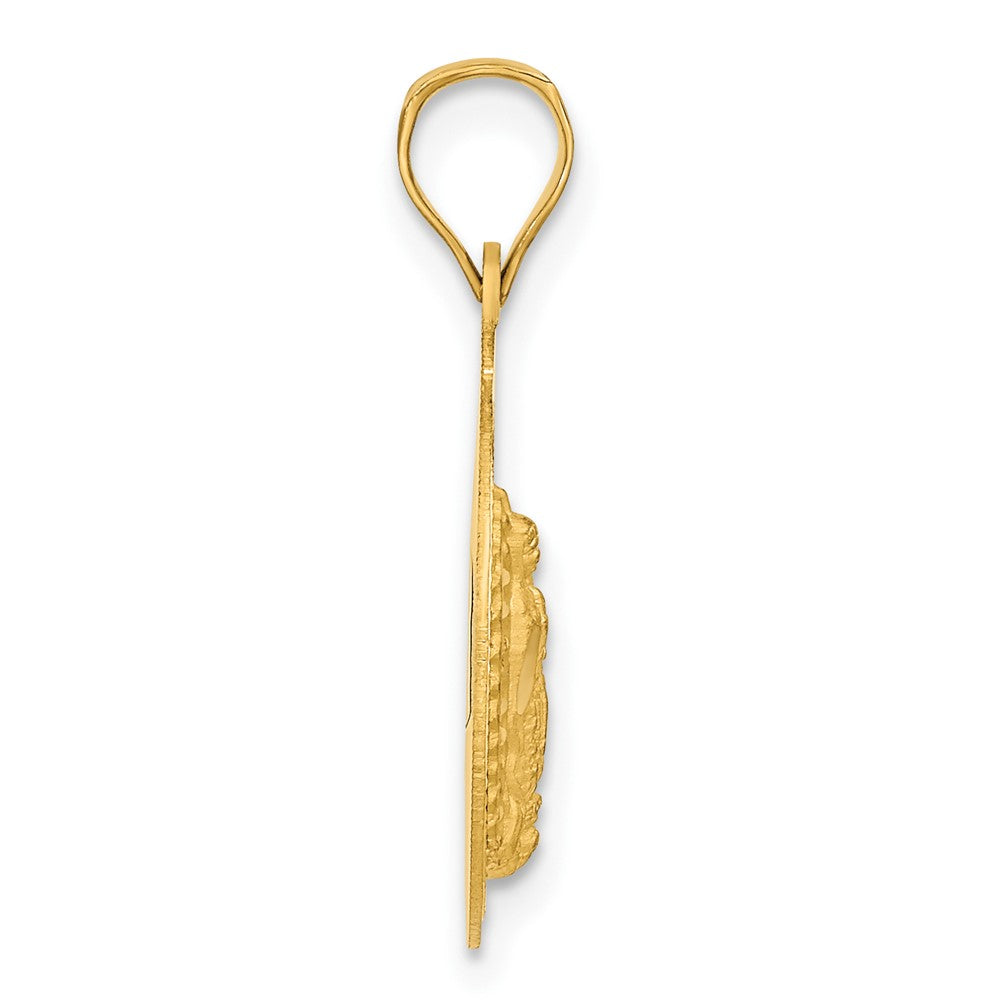 14K Polished D/C Of Guadalupe Circle Pendant