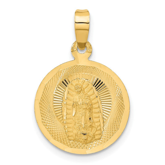 14K Polished D/C Of Guadalupe Circle Pendant