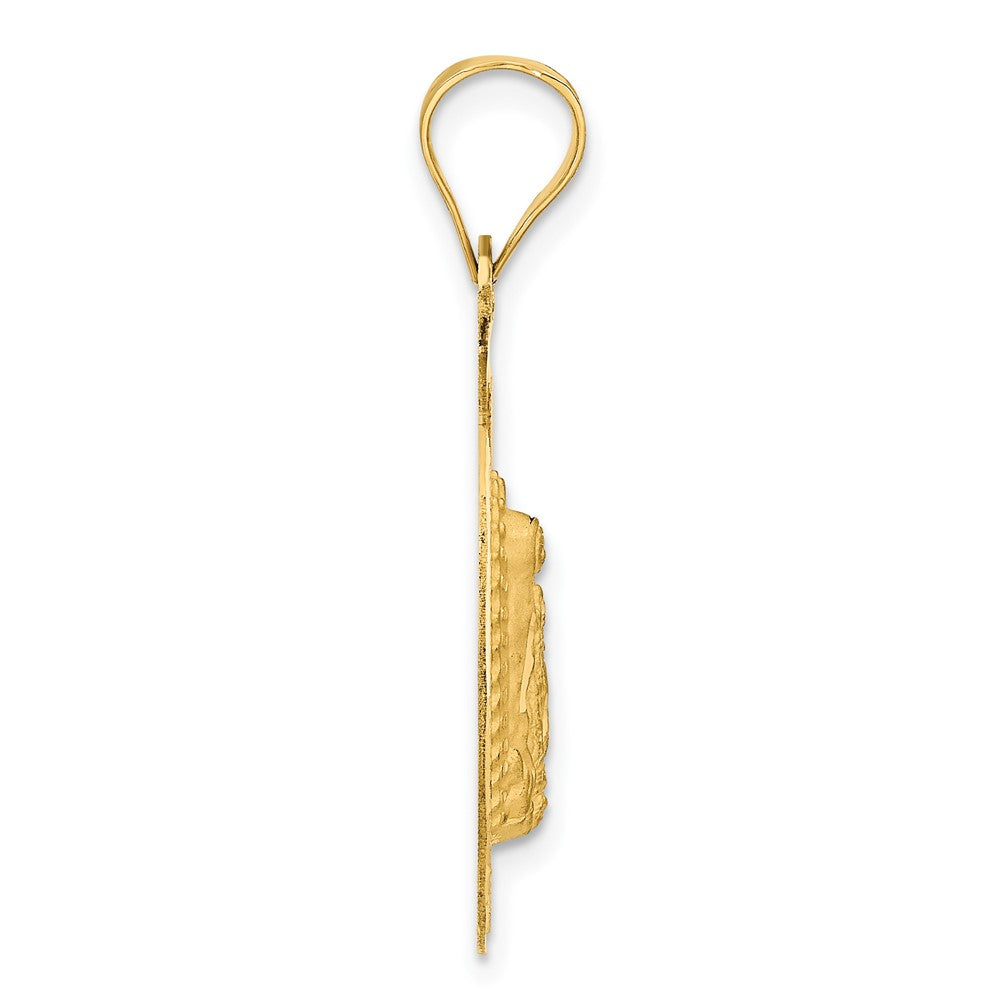 14K Polished D/C Of Guadalupe Circle Pendant