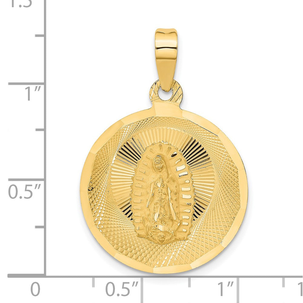 14K Polished D/C Of Guadalupe Circle Pendant