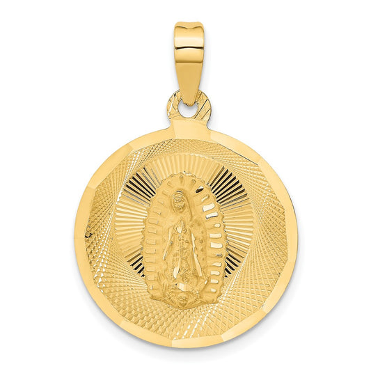 14K Polished D/C Of Guadalupe Circle Pendant