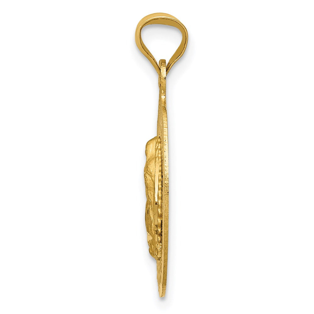 14K Polished D/C Of Guadalupe Oval Pendant