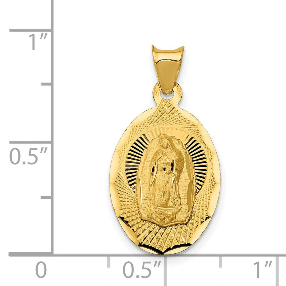 14K Polished D/C Of Guadalupe Oval Pendant