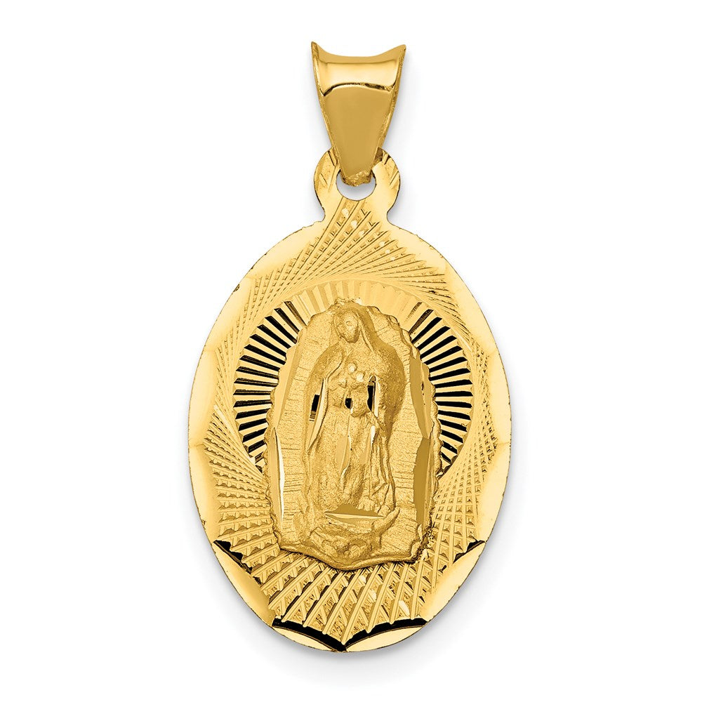 14K Polished D/C Of Guadalupe Oval Pendant