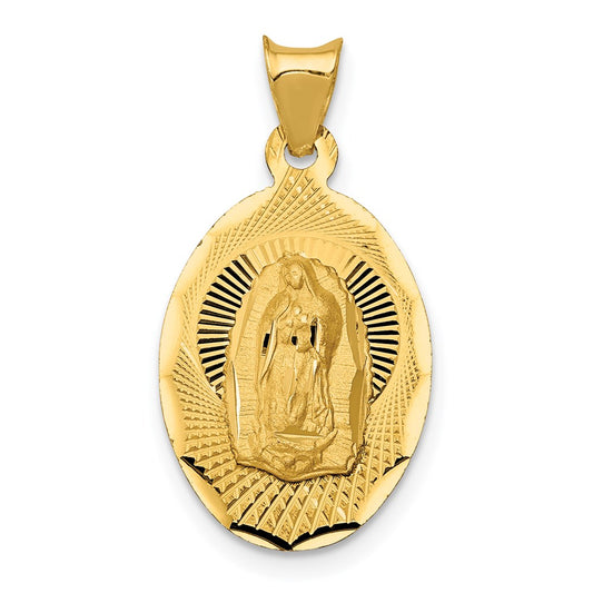 14K Polished D/C Of Guadalupe Oval Pendant