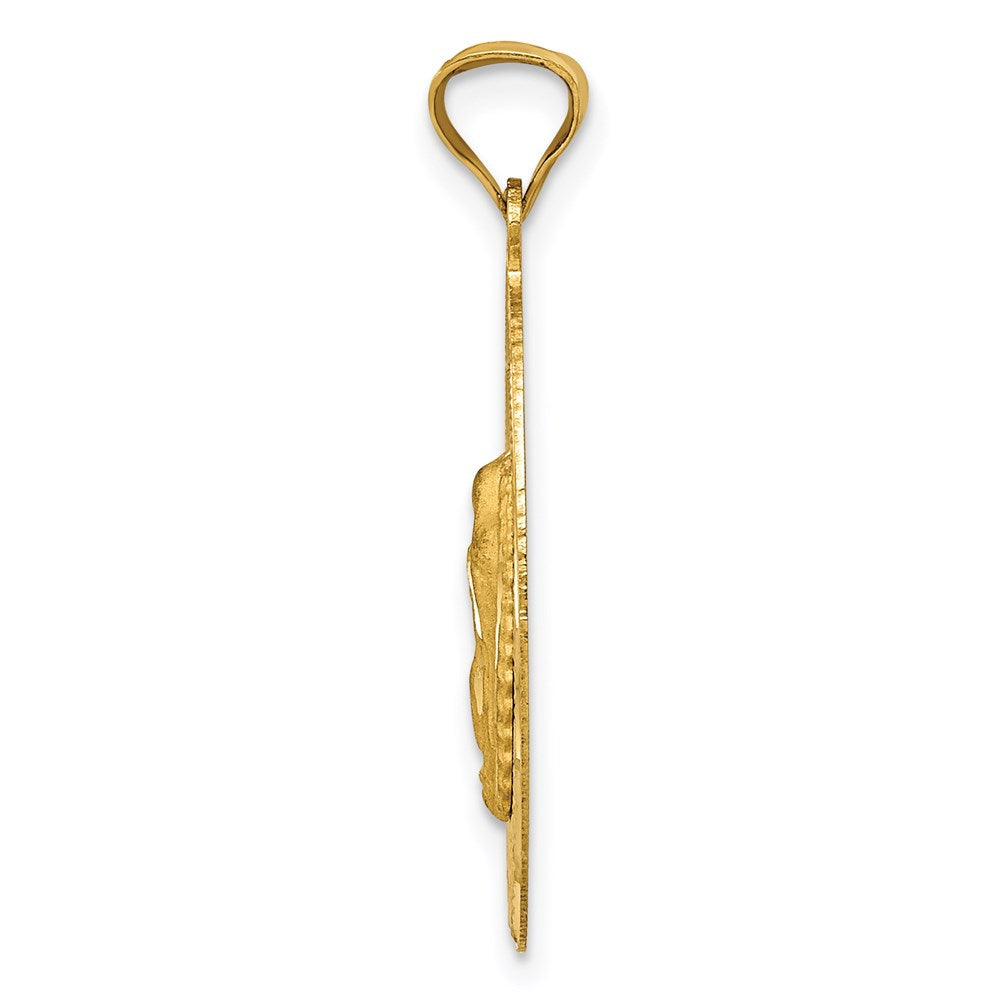 14K Polished D/C  Of Guadalupe Oval Pendant