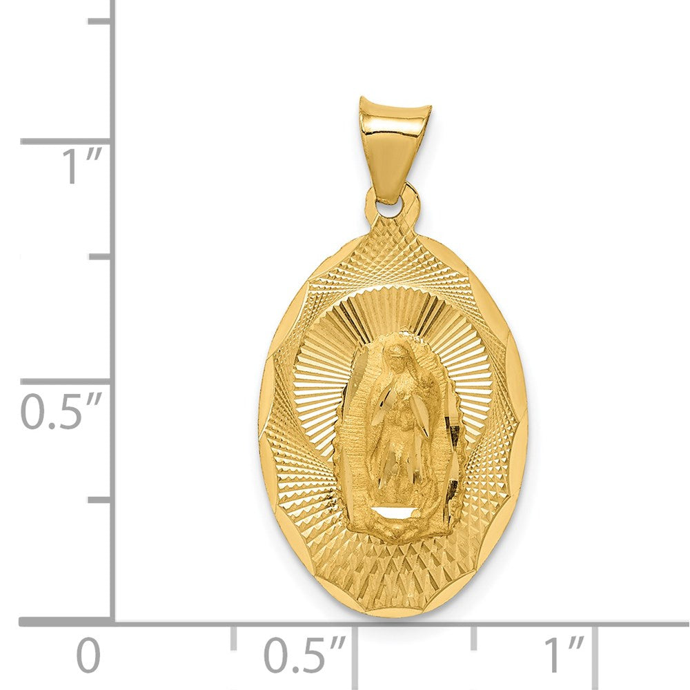 14K Polished D/C  Of Guadalupe Oval Pendant