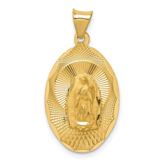 14K Polished D/C  Of Guadalupe Oval Pendant