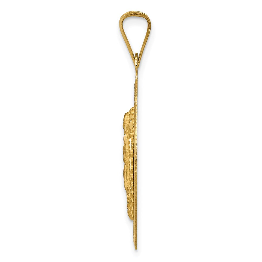 14K Polished D/C  Of Guadalupe Oval Pendant