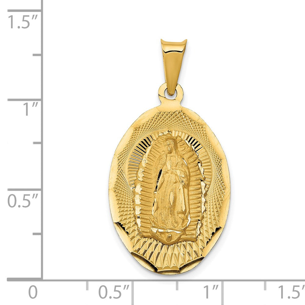 14K Polished D/C  Of Guadalupe Oval Pendant