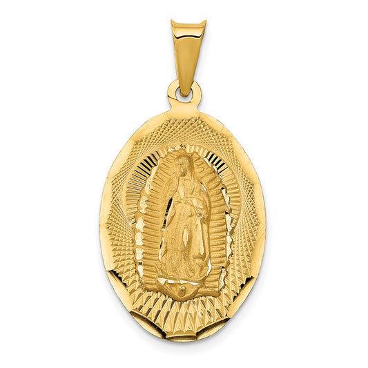 14K Polished D/C  Of Guadalupe Oval Pendant