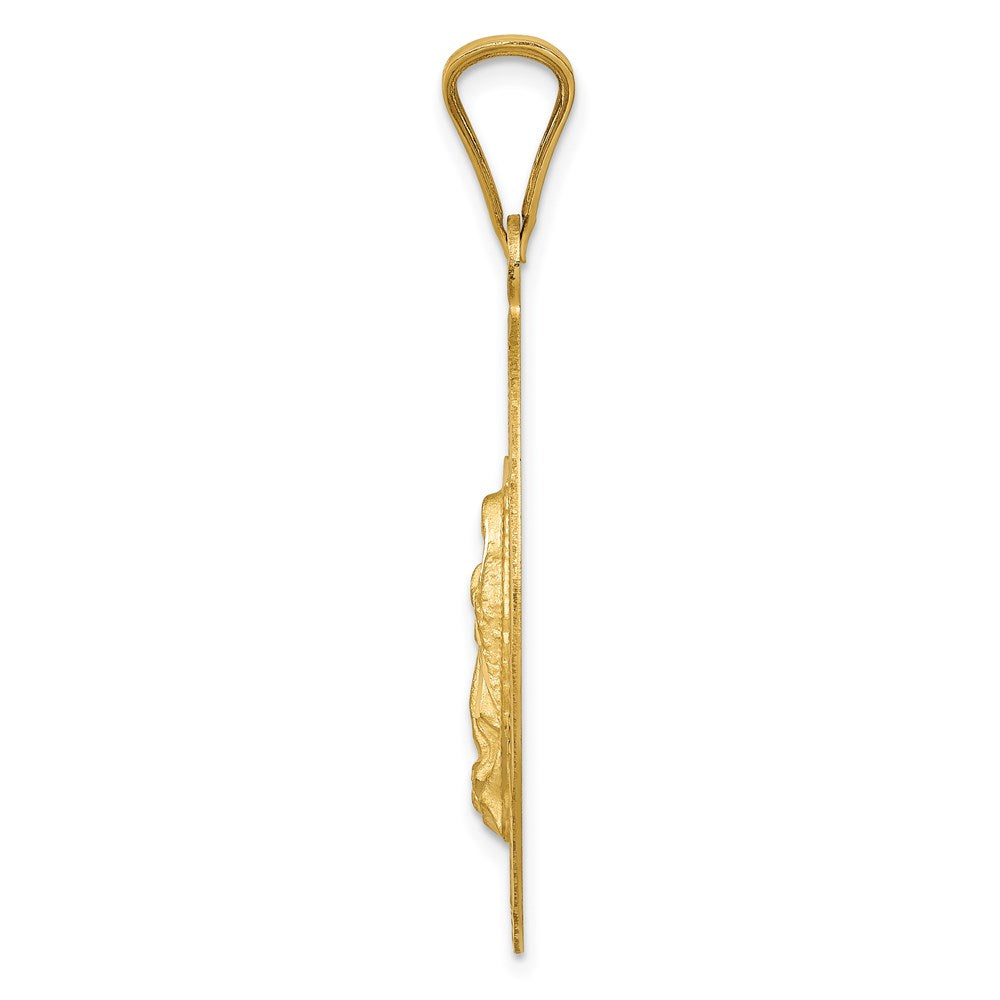 14K Polished D/C  Of Guadalupe Oval Pendant