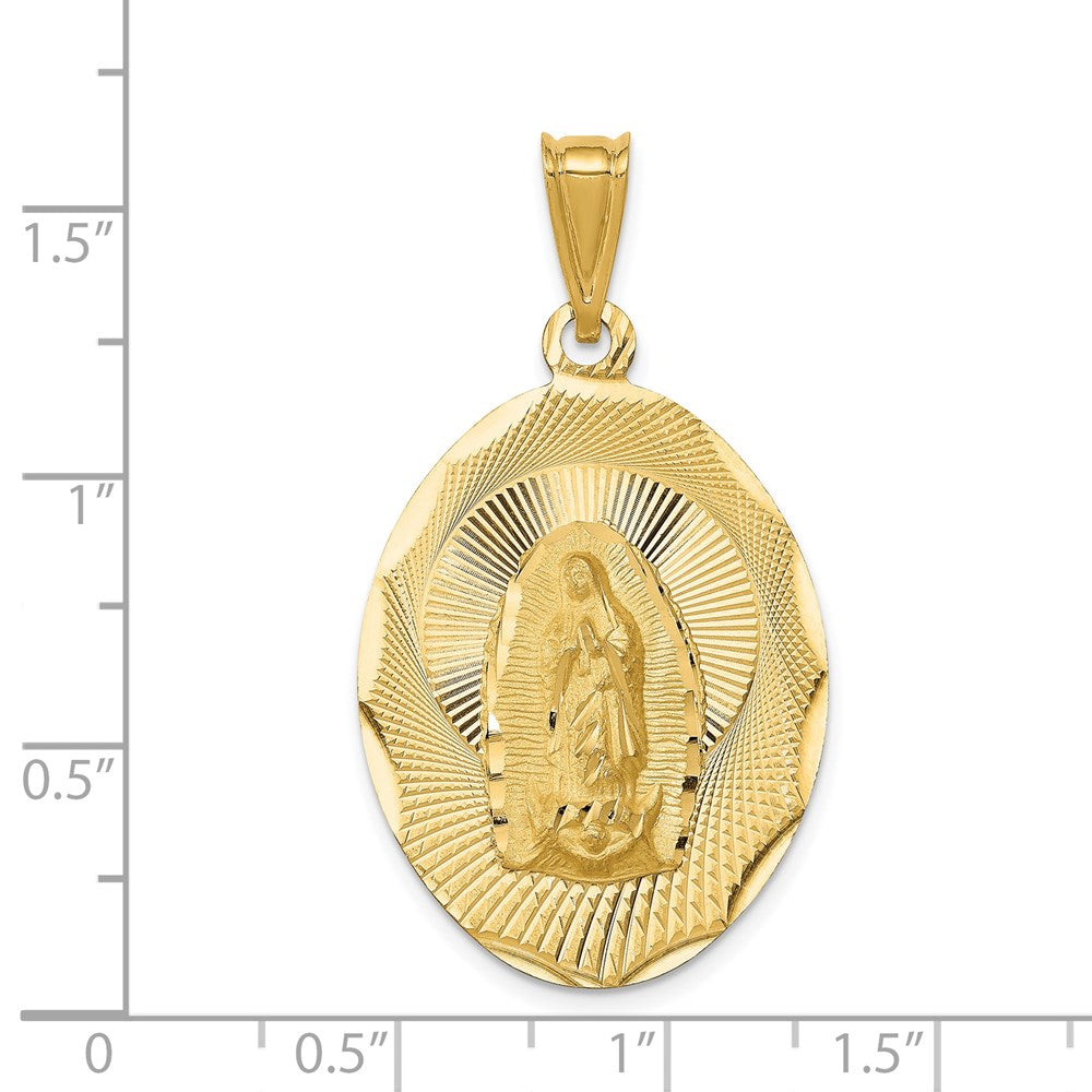 14K Polished D/C  Of Guadalupe Oval Pendant