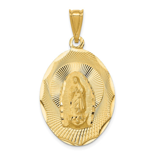 14K Polished D/C  Of Guadalupe Oval Pendant