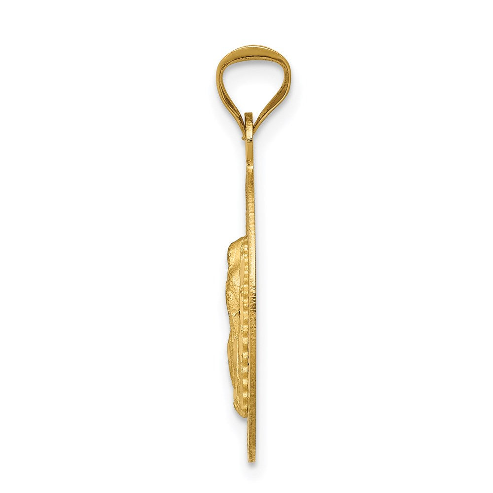 14K w/Rhodium D/C Of Guadalupe Oval Pendant