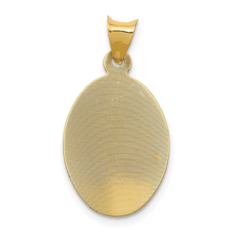 14K w/Rhodium D/C Of Guadalupe Oval Pendant