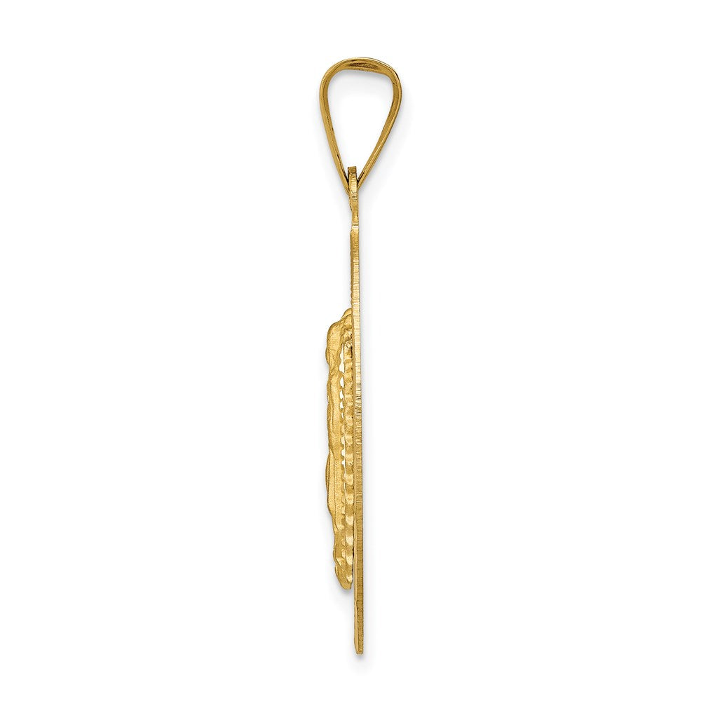 14K w/Rhodium D/C Of Guadalupe Oval Pendant