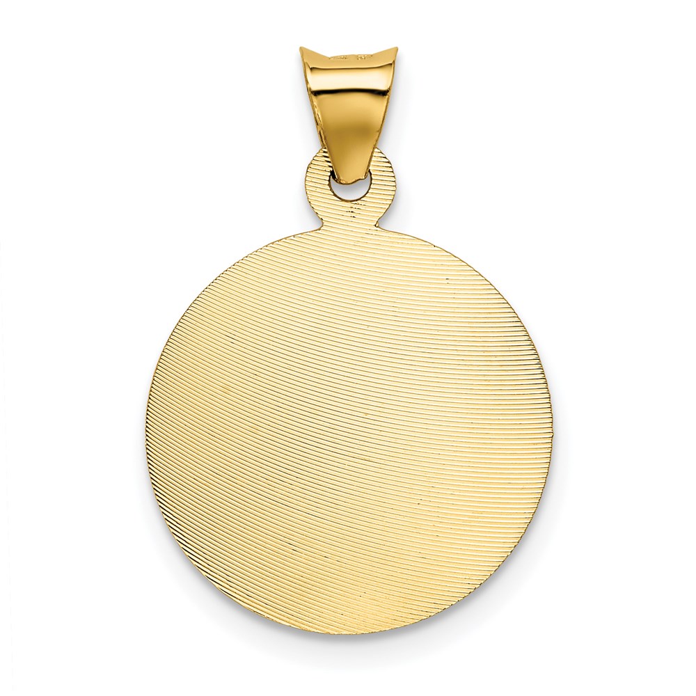14K w/Rhodium Polished D/C Of Guadalupe Circle Pendant