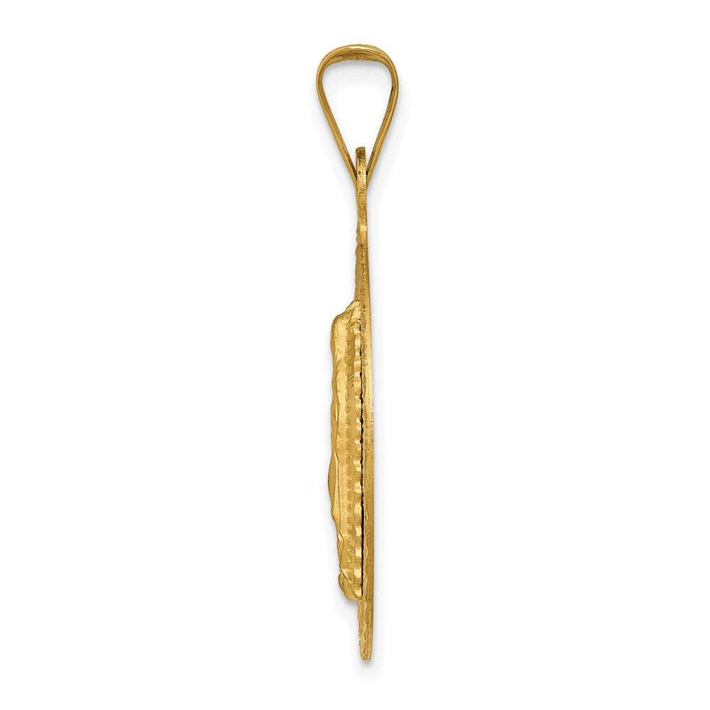 14K w/Rhodium Polished D/C Of Guadalupe Circle Pendant
