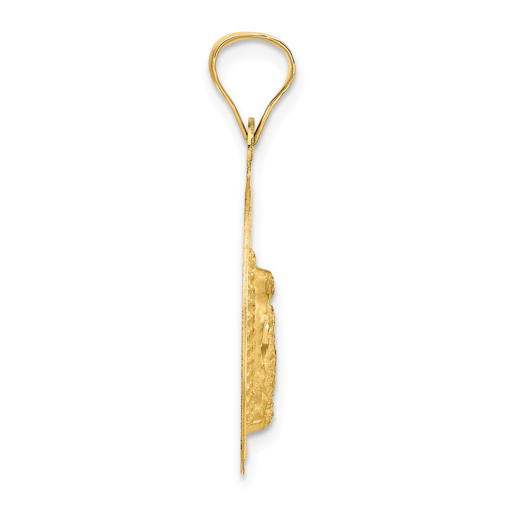 14K w/Rhodium Polished D/C Of Guadalupe Circle Pendant