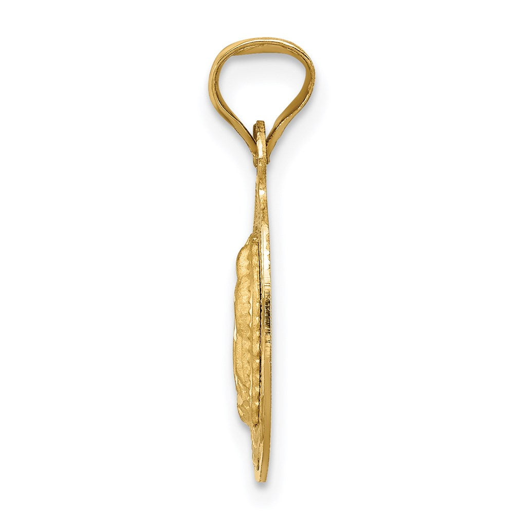 14K Polished D/C Of Guadalupe Oval Pendant