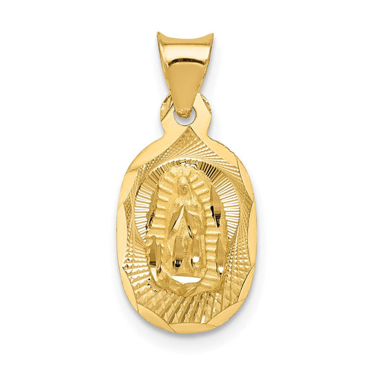 14K Polished D/C Of Guadalupe Oval Pendant
