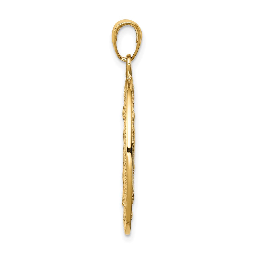 14K Gold Satin and Polished Finish Virgin Mary Medal Pendant