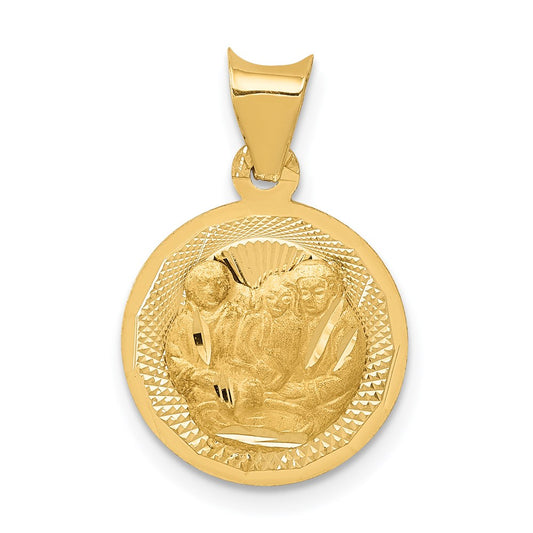 14k Polished and D/C Baptism Circle Pendant