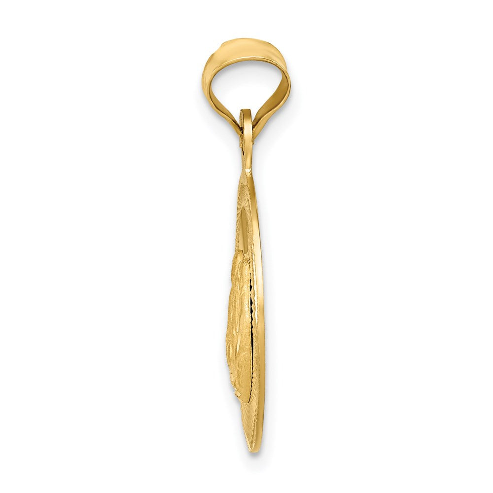 14k Polished and D/C Baptism Circle Pendant