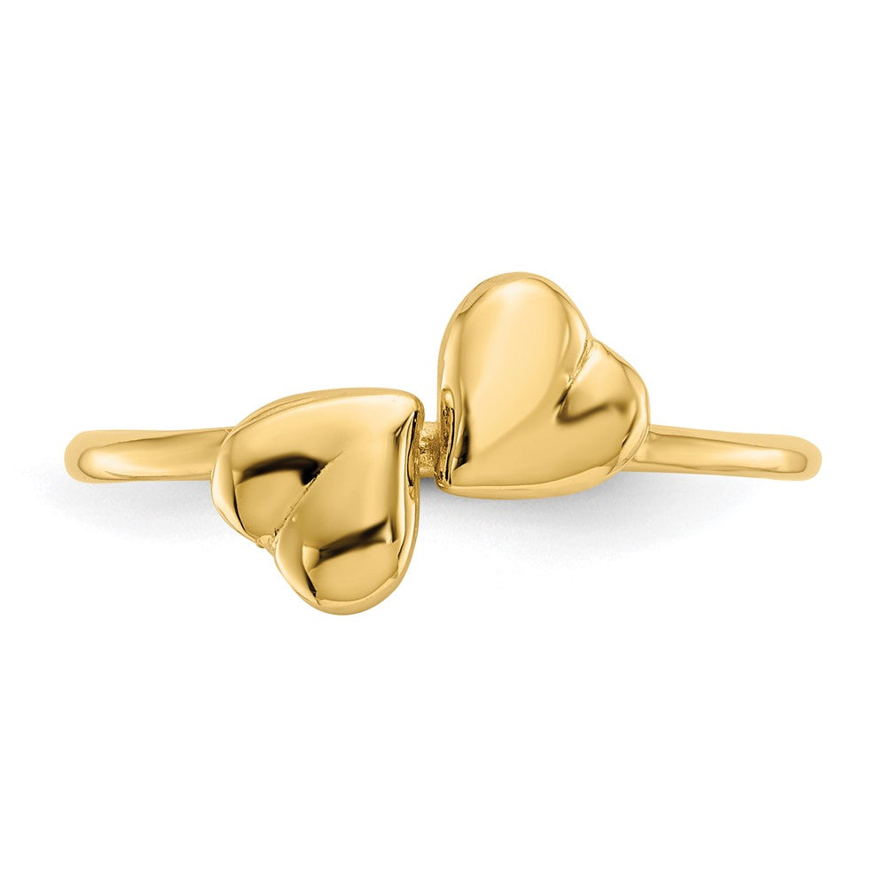 14k Polished Hearts Ring