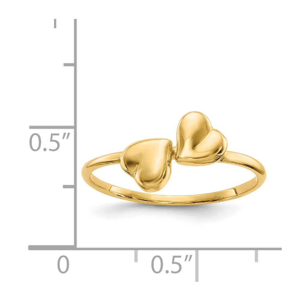 14k Polished Hearts Ring