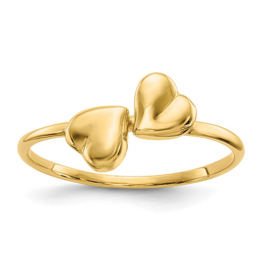 14k Polished Hearts Ring