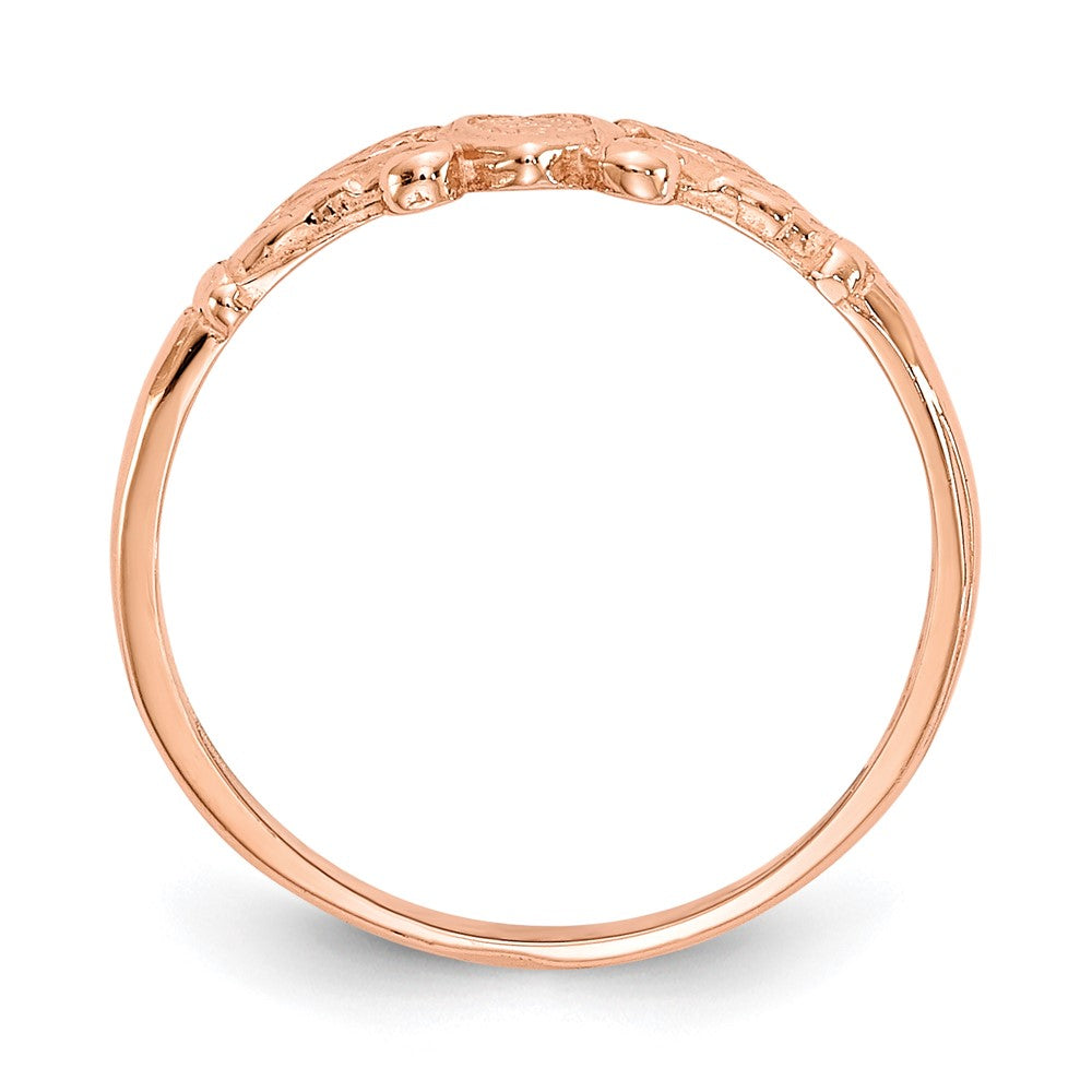 14K Rose Gold Textured Mini Heart Ring