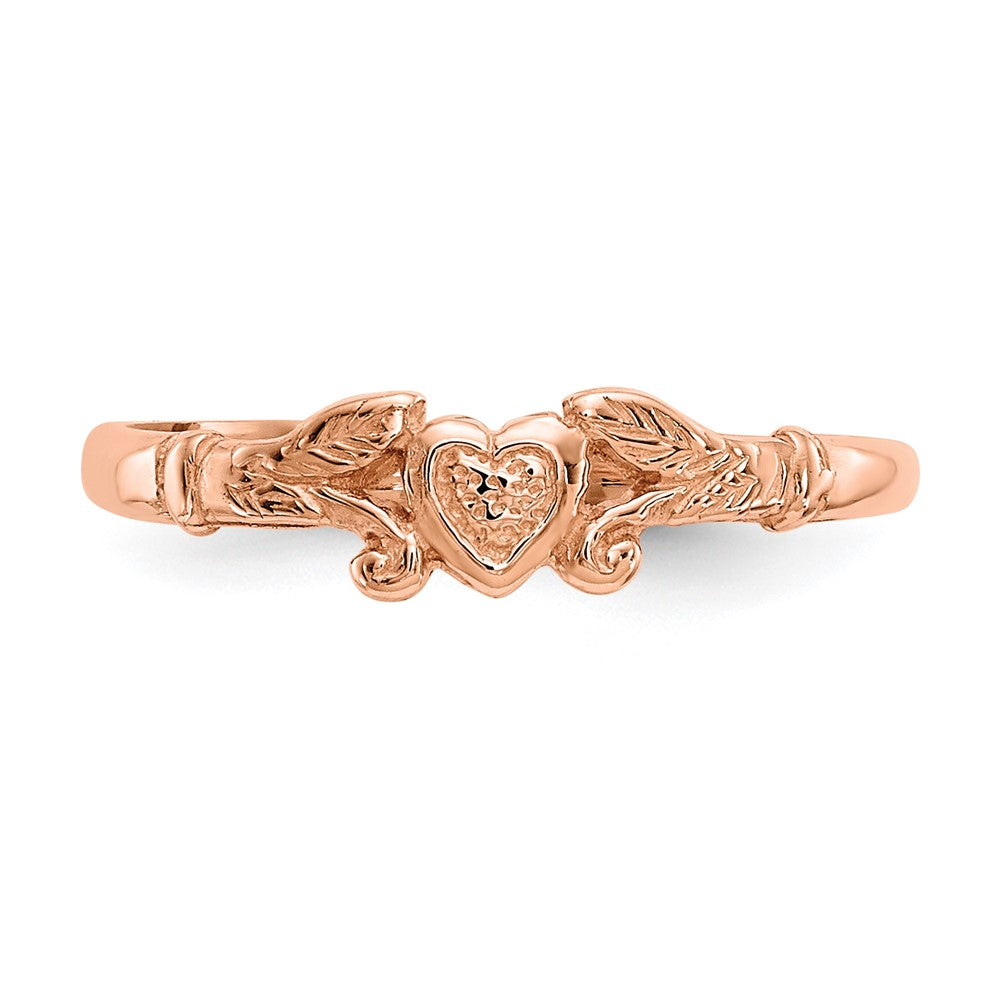 14K Rose Gold Textured Mini Heart Ring