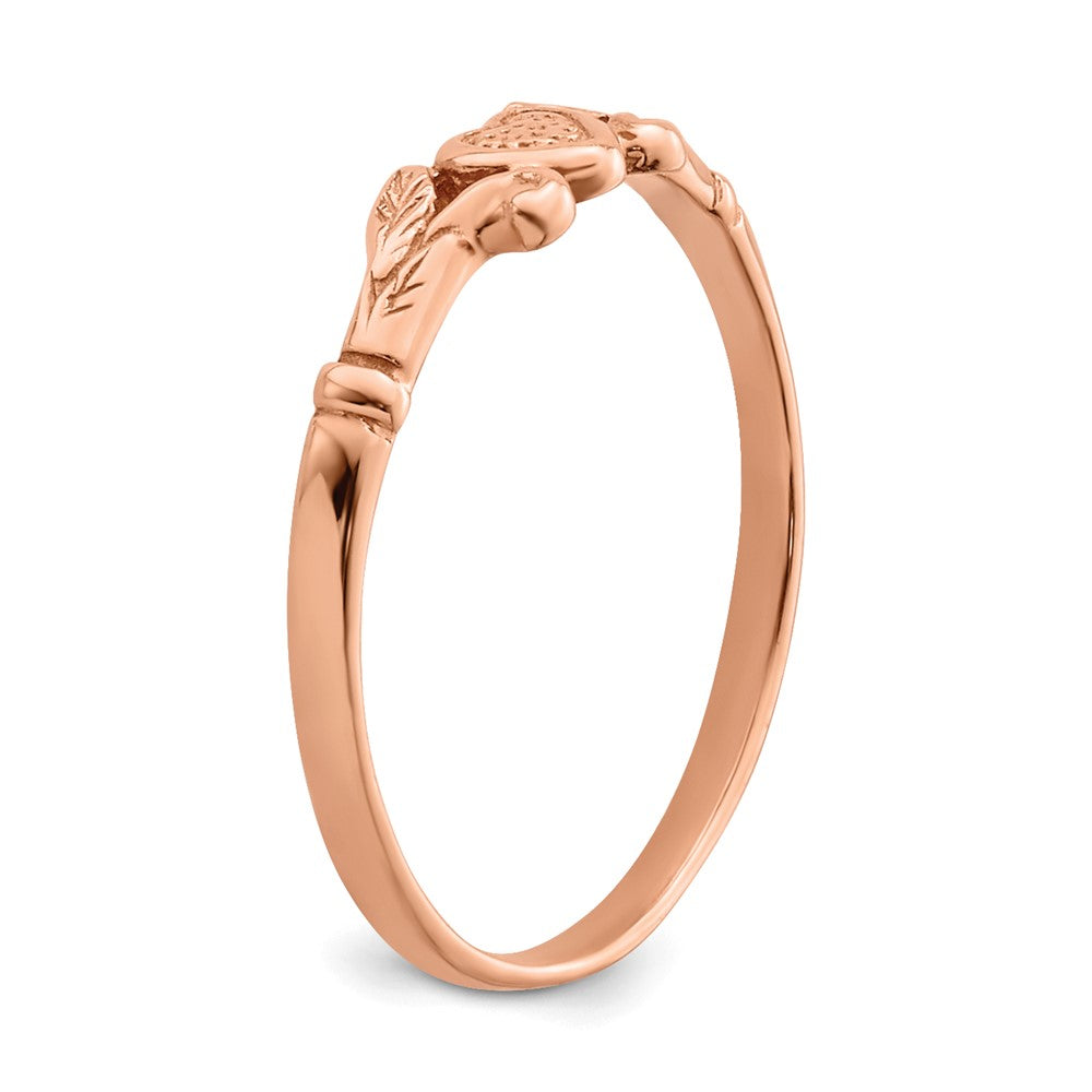 14K Rose Gold Textured Mini Heart Ring