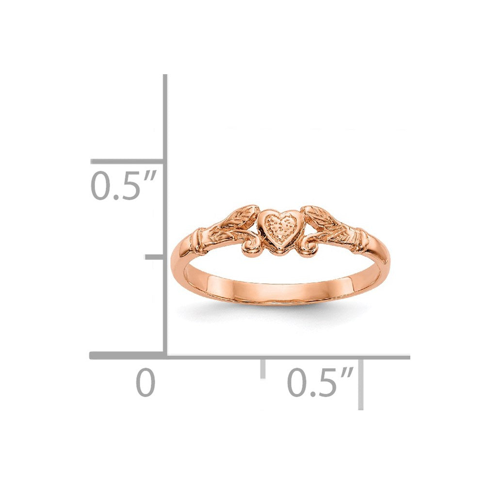 14K Rose Gold Textured Mini Heart Ring