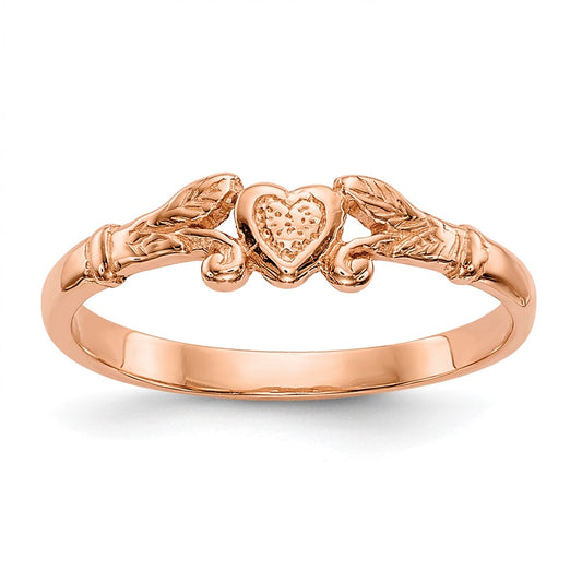 14K Rose Gold Textured Mini Heart Ring
