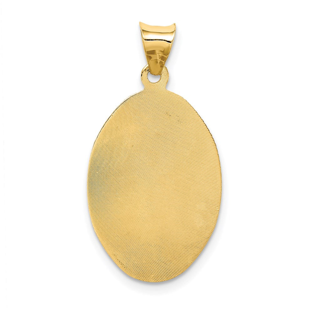 14K w/Rhodium D/C Of Guadalupe Oval Pendant