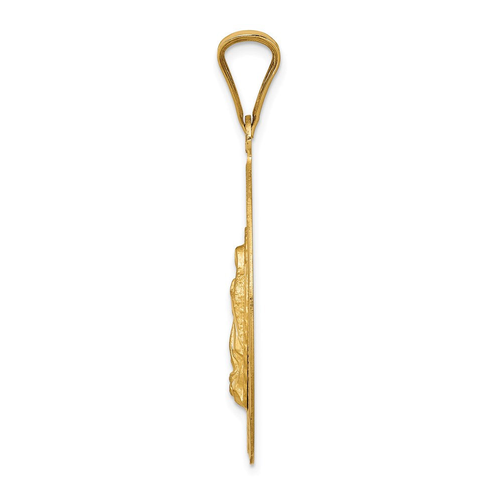 14K w/Rhodium D/C Of Guadalupe Oval Pendant
