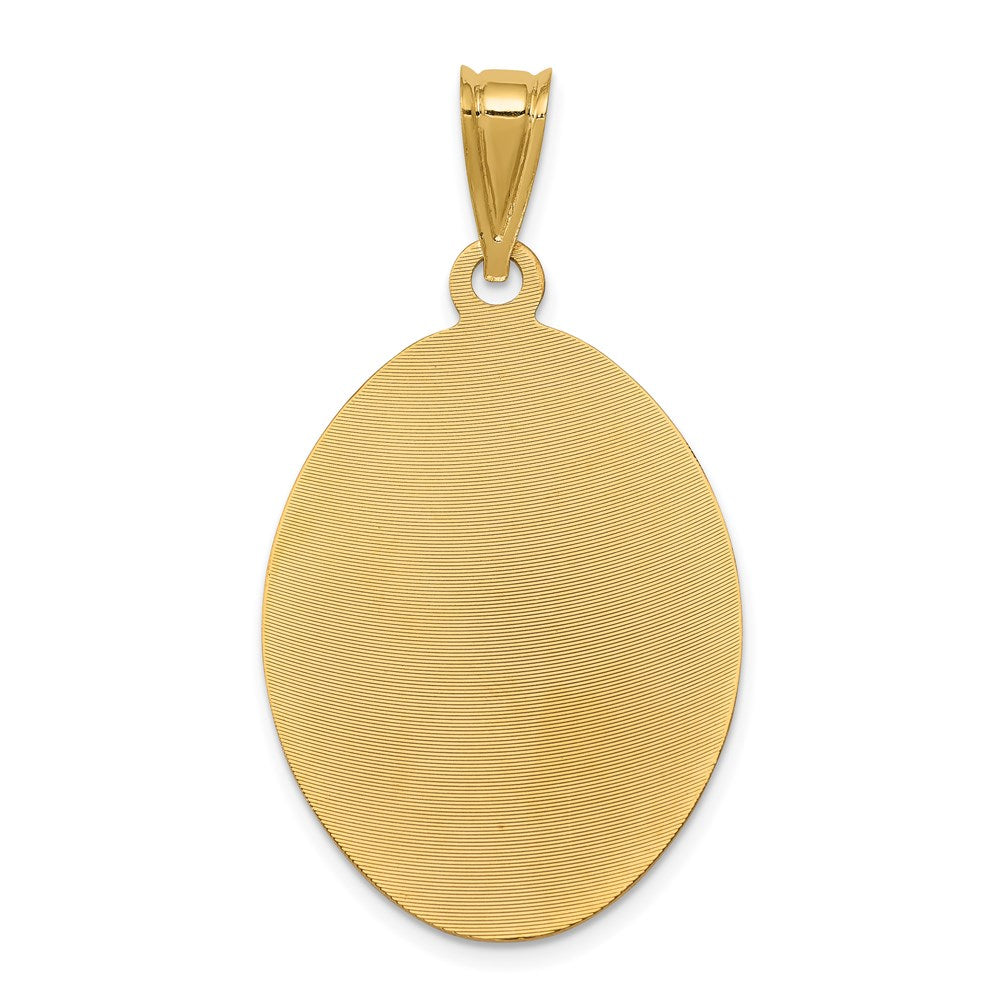 14K w/Rhodium D/C Of Guadalupe Oval Pendant