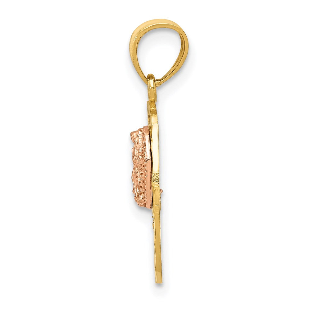 14k Two-tone w/White Rhod D/C of Guadalupe 15 Pendant